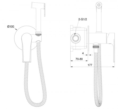 Гигиенический душ со смесителем Wonzon &amp; Woghand Brilliant WW-88829079-CR цвет Хром