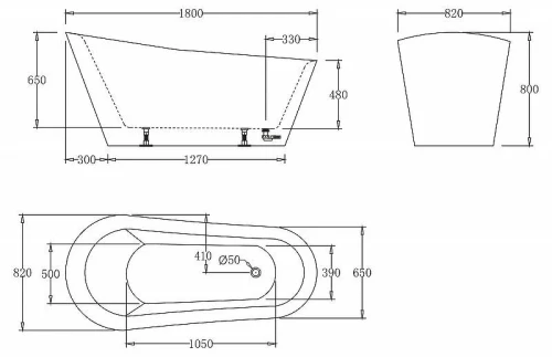 Акриловая ванна BelBagno 180x82 BB63-1800-W0 без гидромассажа