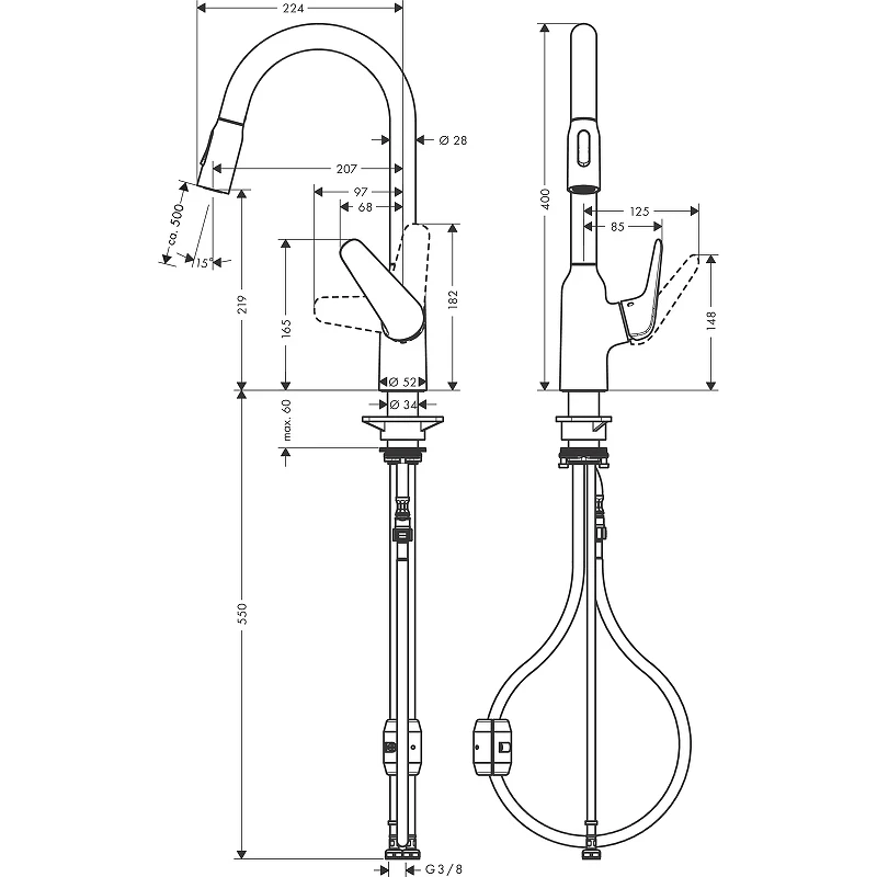 Смеситель для кухни Hansgrohe Focus M42 71800000 Хром латунь