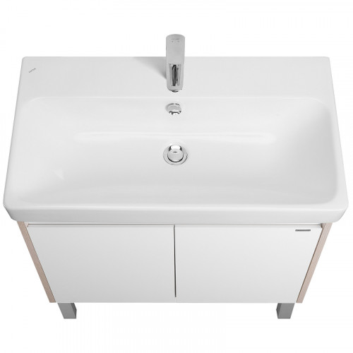 Тумба под раковину Aquaton Сканди Doors 80 1A282901SDB20 Белый глянец Дуб верона МДФ / ЛДСП