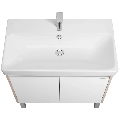 Тумба под раковину Aquaton Сканди Doors 80 1A282901SDB20 Белый глянец Дуб верона МДФ / ЛДСП