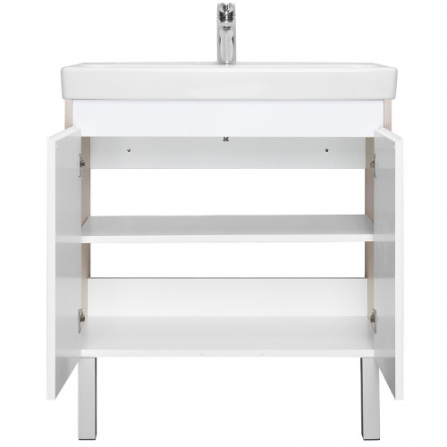 Тумба под раковину Aquaton Сканди Doors 80 1A282901SDB20 Белый глянец Дуб верона МДФ / ЛДСП