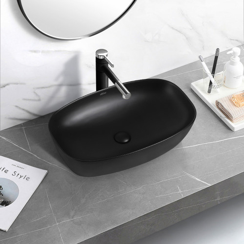 Раковина-чаша Abber Rechteck 60 AC2206MB Черная матовая фаянс накладная