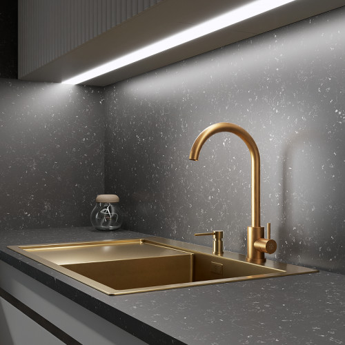 Смеситель для кухни Ростовская Мануфактура Сантехники SUS124G-017F цвет Золото