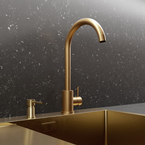 Смеситель для кухни Ростовская Мануфактура Сантехники SUS124G-017F цвет Золото