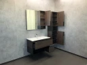 Тумба с раковиной Comforty Франкфурт 90 00004150657 подвесная Дуб шоколадно-коричневый с Белой раковиной МДФ / ЛДСП