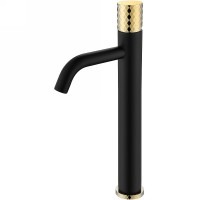 Смеситель для раковины Boheme Stick 122-BG Черный Золото латунь