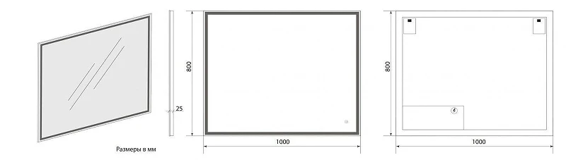 Зеркало Art&Max Catania 100 AM-Cat-1000-800-DS-F с подсветкой с сенсорным выключателем