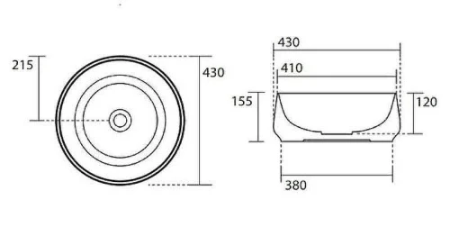 Раковина накладная Kerasan F10 43 460431 Черная матовая