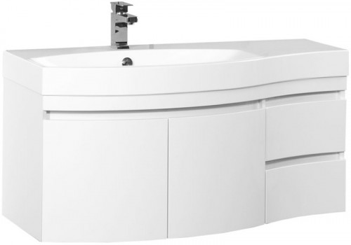 Тумба под раковину Aquanet Опера 115 169613 подвесная 2 дверцы 2 ящика L Белая МДФ / ЛДСП