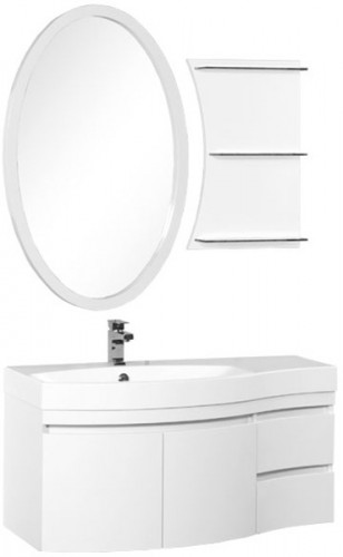 Тумба под раковину Aquanet Опера 115 169613 подвесная 2 дверцы 2 ящика L Белая МДФ / ЛДСП
