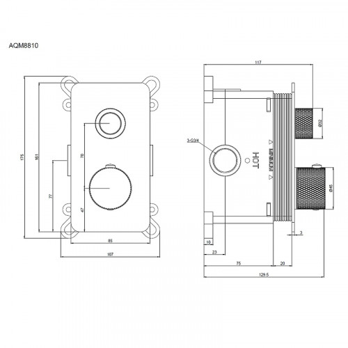 Смеситель для душа AQUAme AQM8810BG с термостатом цвет Шлифованное золото
