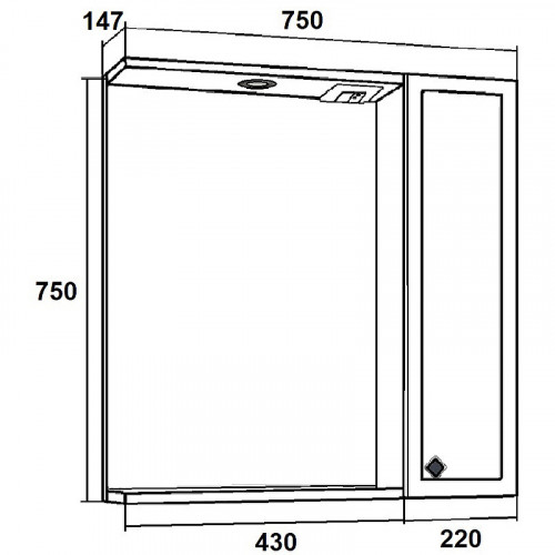 Зеркало со шкафом Runo Римини 75 00-00001279 с подсветкой Мята МДФ / ЛДСП, стекло