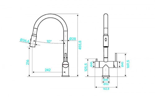 Смеситель для кухни KUCHENSTERN BRUNN-FS 751GM80 цвет Вороненая сталь