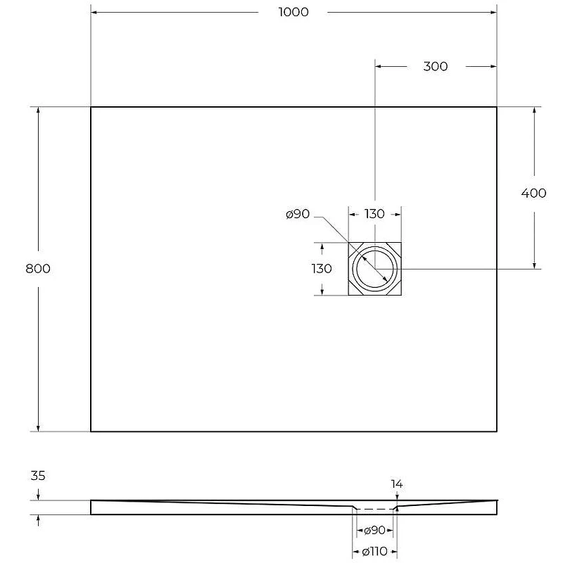 Душевой поддон из искусственного камня BelBagno Uno 100x80 TRAY-MR-UNO-AH-100/80-35-W-BO Белый
