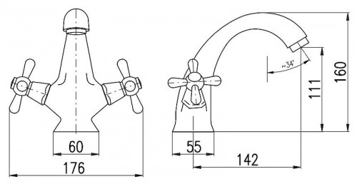 Смеситель для раковины Rav Slezak Morava retro MK528.5 Хром латунь