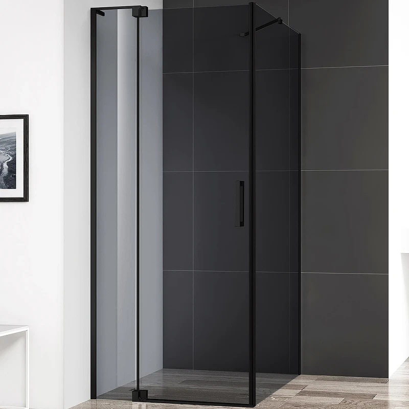 Душевой уголок Cezares Slider 80x90 SLIDER-AH-1-90-70/80-GRIGIO-NERO профиль Черный матовый стекло серое