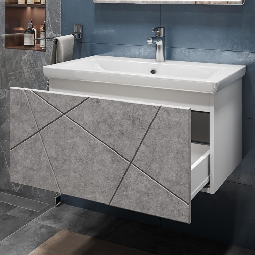 Тумба под раковину Vigo Geometry 80 035 подвесная цвет Бетон