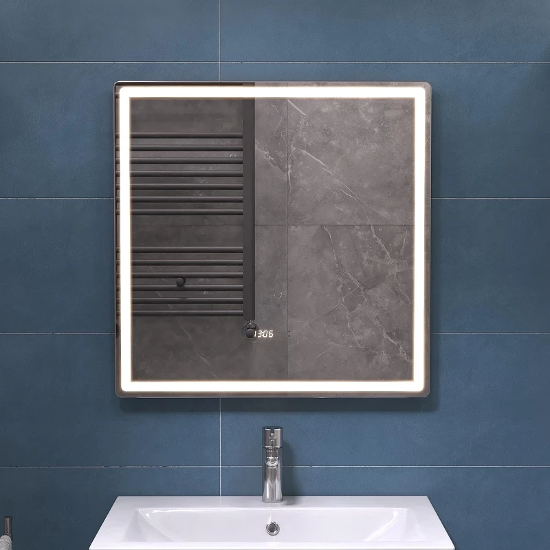 Зеркало Vigo Geometry Luxe 70 209 с подсветкой с бесконтактным выключателем с диммером с подогревом и часами