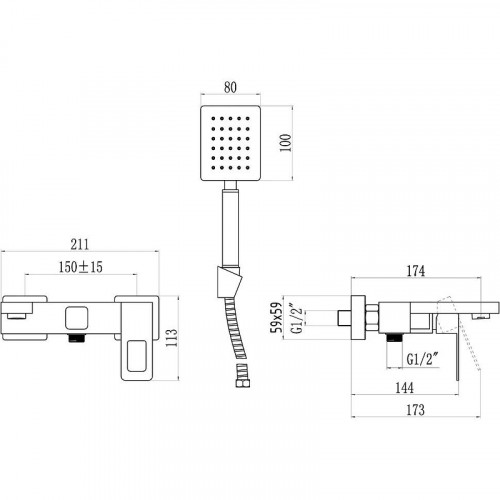 Смеситель для ванны Savol S-SUS4003 цвет Сатин