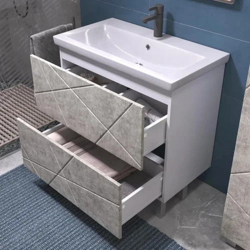 Тумба с раковиной Vigo Geometry 80 025 бетон-com цвет Бетон Белый