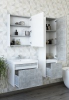 Зеркальный шкаф Sanflor Калипсо 60 С03876 Белый Ателье светлый МДФ / ЛДСП, стекло
