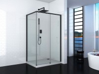 Душевой уголок Ceruttispa Vito 110x80 B R профиль Черный стекло прозрачное