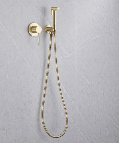 Гигиенический душ со смесителем Abber Emotion AF8825G Золото матовое латунь встраиваемый
