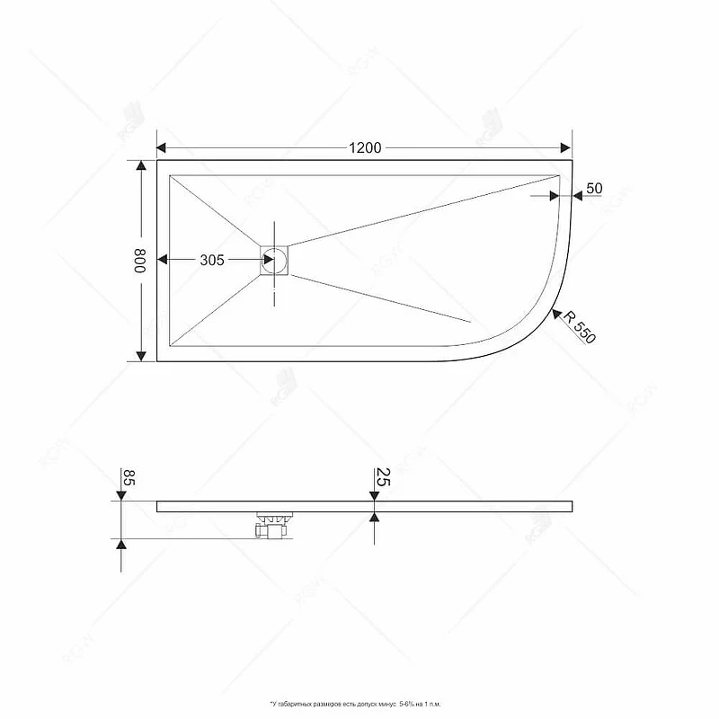 Душевой поддон из искусственного камня RGW Stone Tray ST/AL-W 120x80 16154128-01L Белый