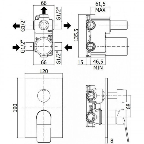 Смеситель для душа Paffoni Tilt TI019NO/M цвет Черный матовый