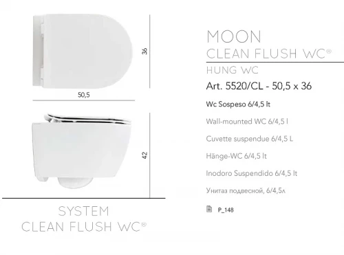 Унитаз Scarabeo Moon 5520/CL49 подвесной цвет Ардезия мат (ardesia matt) без сиденья