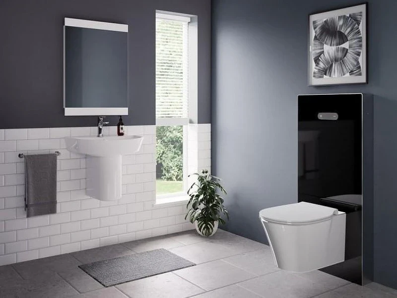 Инсталляция для унитаза Ideal Standard Prosys R0144A6 цвет Черное стекло с клавишей смыва цвет Нержавеющая сталь