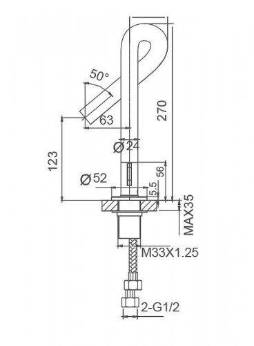 Смеситель для раковины Wonzon & Woghand Loop WW-111-00-508 цвет Черный матовый