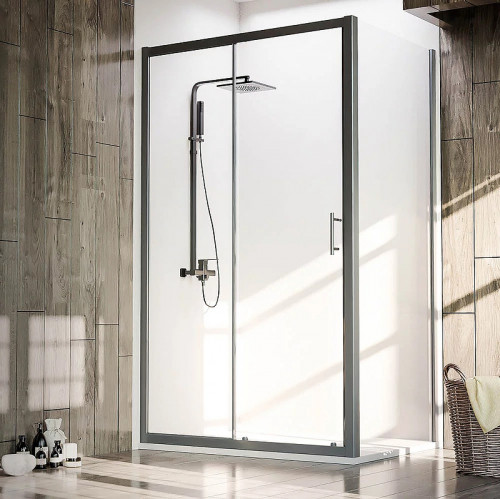 Душевая стенка Veconi Rovigo KP-06B 100 KP06B-100-01-19C4 профиль Черный матовый стекло прозрачное