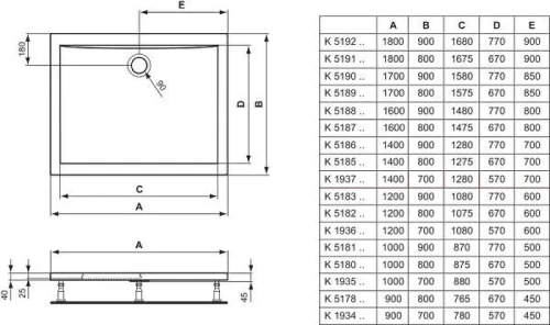 Акриловый поддон для душа Ideal Standard Ultraflat 100X90 K518101 цвет Euro White / Евробелый