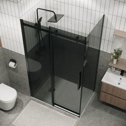 Душевая стенка Grossman Classic 80 200.K33.04.80.21.10 профиль Черный матовый стекло тонированное