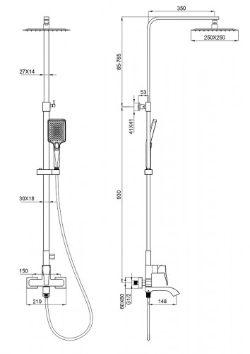 Душевая система Wonzon &amp; Woghand Flex WW-88047072-CR цвет Хром
