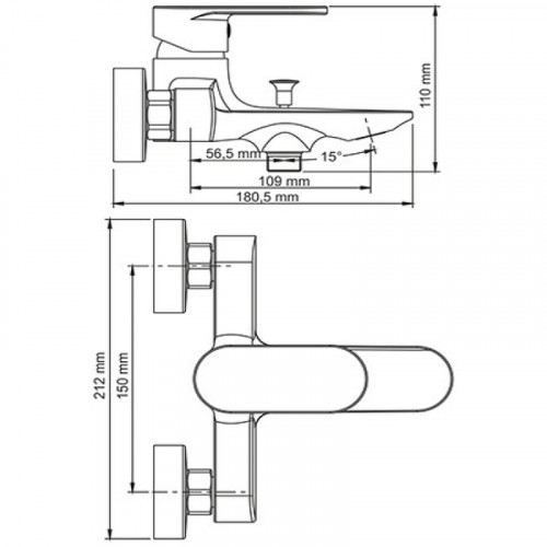 Смеситель для ванны WasserKRAFT Elbе 7401 Черный матовый латунь на стену