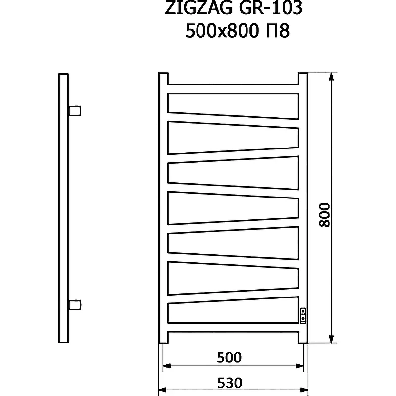 Электрический полотенцесушитель Grois Zigzag GR-103 50/80 П8 9016 R диммер справа Белый матовый