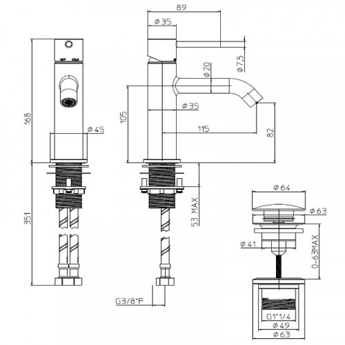 Смеситель для раковины Bossini Teo Z00701.043 Сатинированное золото латунь