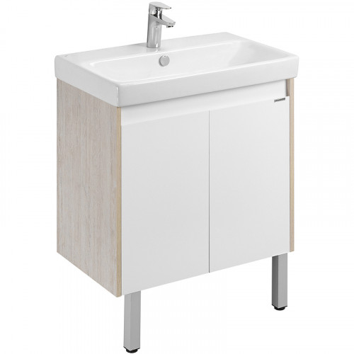 Тумба под раковину Aquaton Сканди Doors 70 1A278901SDB20 Белый глянец Дуб верона МДФ / ЛДСП