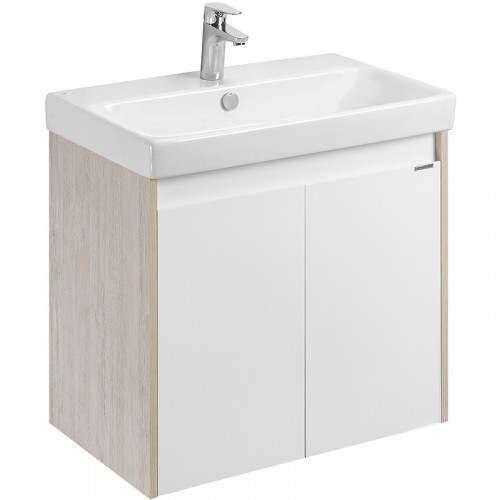 Тумба под раковину Aquaton Сканди Doors 70 1A278901SDB20 Белый глянец Дуб верона МДФ / ЛДСП