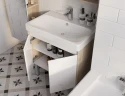 Тумба под раковину Aquaton Сканди Doors 70 1A278901SDB20 Белый глянец Дуб верона МДФ / ЛДСП