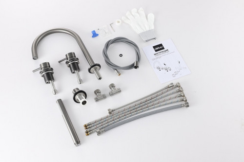 Смеситель на борт ванны Abber Wasser Kreis 316 AF8113BGG цвет Оружейная сталь брашированная