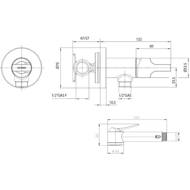 Гигиенический душ со смесителем Bossini Paloma Brass E34007B.073 Черный матовый латунь встраиваемый