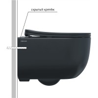 Комплект унитаза Berges Ventas Black с инсталляцией Novum 043324 Черный с сиденьем Микролифт и Черной Soft touch клавишей смыва фарфор подвесной