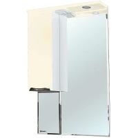 Зеркало со шкафом Bellezza Альфа 65 L 4618810002075 с подсветкой Белое Бежевое МДФ / ЛДСП, стекло