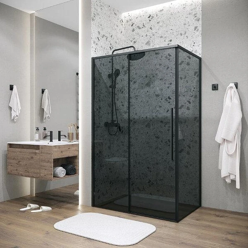 Душевой уголок Grossman Galaxy 110x100 120.K33.01.1110.21.10 профиль Черный матовый стекло тонированное