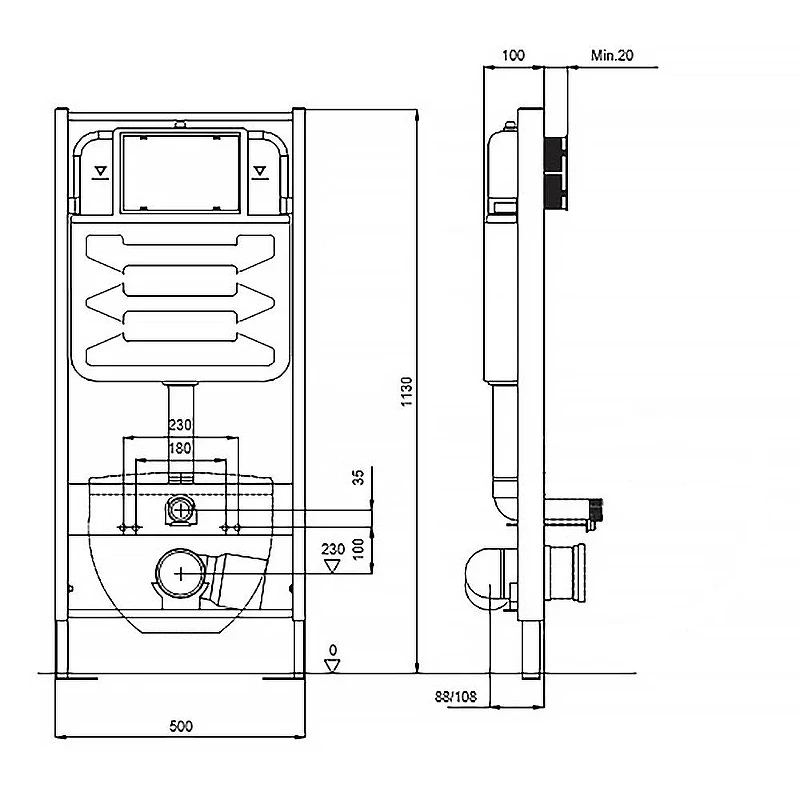 Комплект унитаза с инсталляцией Azario AZ-100-100F+AZ-0093UQ3 цвет Белый с сиденьем Микролифт