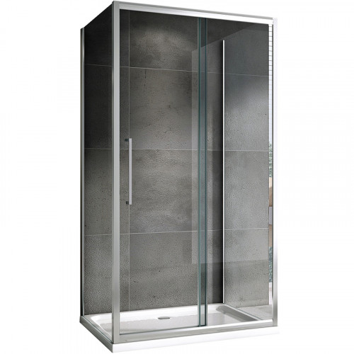 Душевой уголок Abber Schwarzer Diamant 140x75 AG30140H-S75-S75 профиль Хром стекло прозрачное